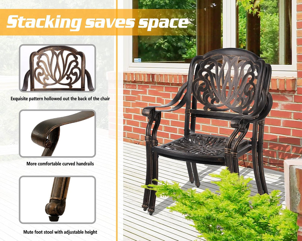 TITIMO 9-Piece Cast Aluminum Patio Furniture Set, Outdoor Patio Dining Set