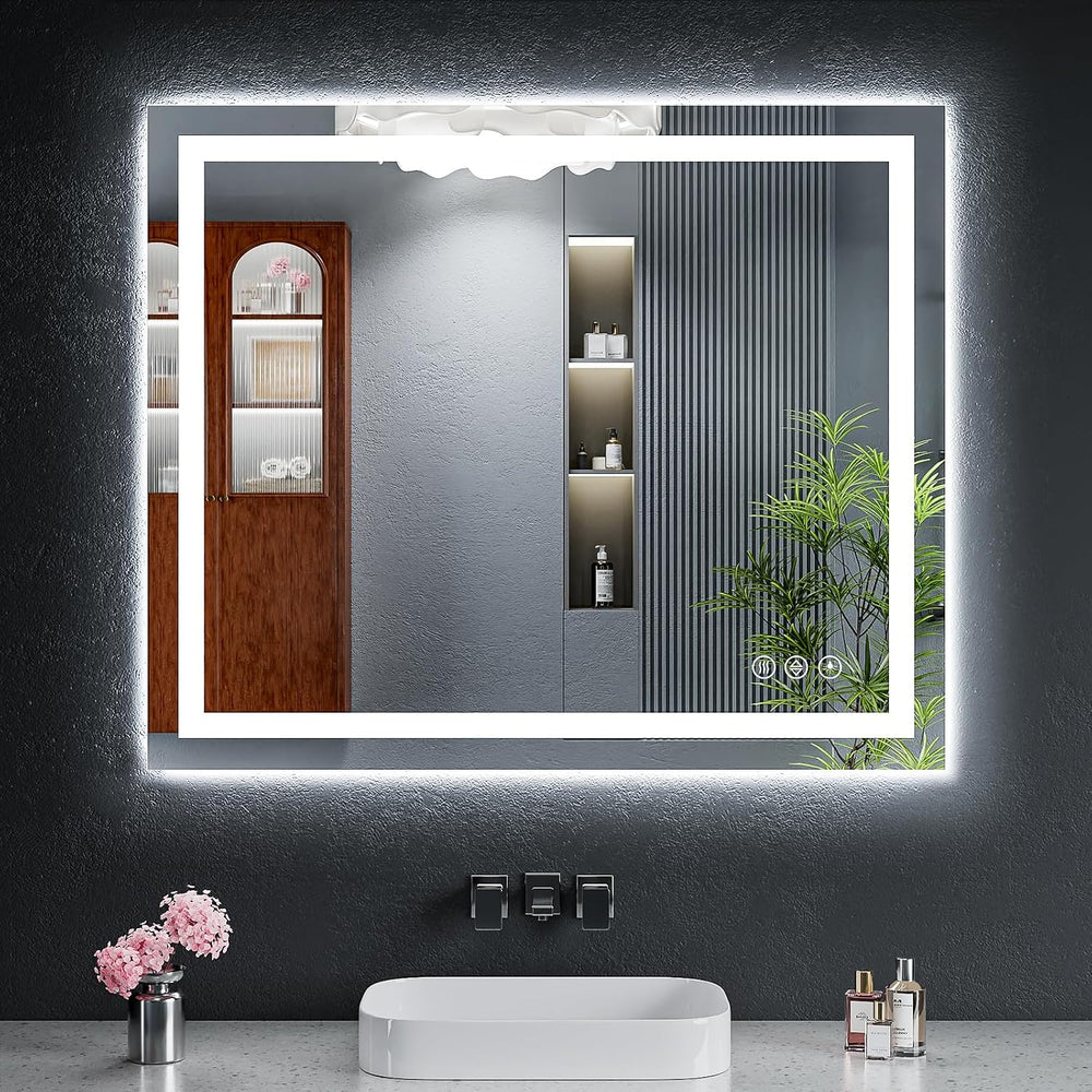 36"x30" LED Bathroom Mirror with Lights, Backlit+Frontlit, Anti-Fog