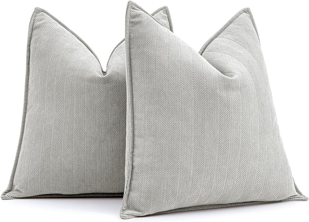 MIULEE Pack of 2 Light Grey Decorative Chenille Pillow Covers 20x20 Inch