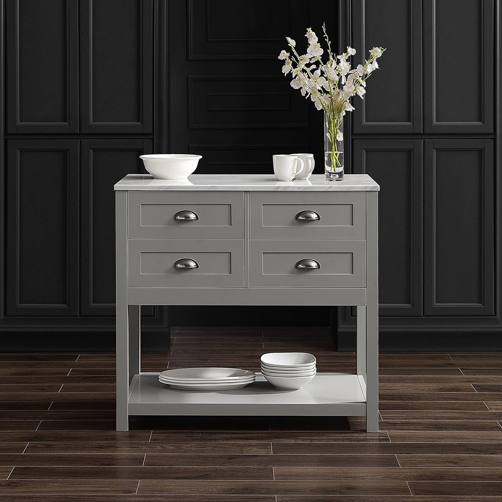 Crosley Furniture Connell Rolling Kitchen Island, Storage Drawers
