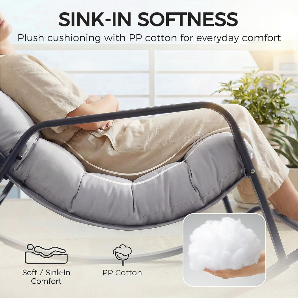 NICESOUL Papasan Rocking Chair with Footrest, Outdoor Rocking Chair with Cush...