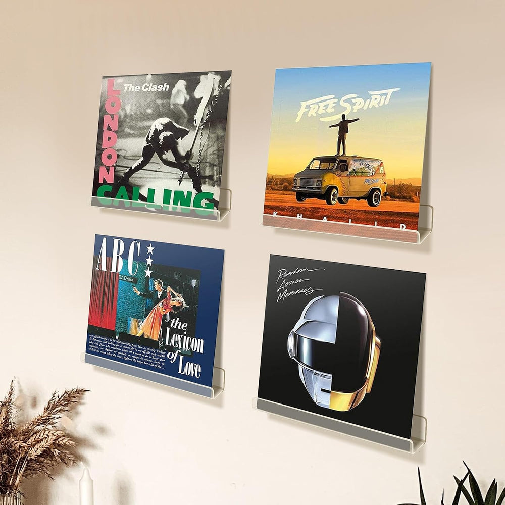 upsimples 18 Pcs 12" Vinyl Record Wall Mount Shelves, Clear Acrylic Display