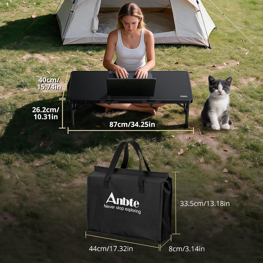 Anbte 34.2" x 15.7" Small Low Folding Picnic Table, 10.3" Heig...