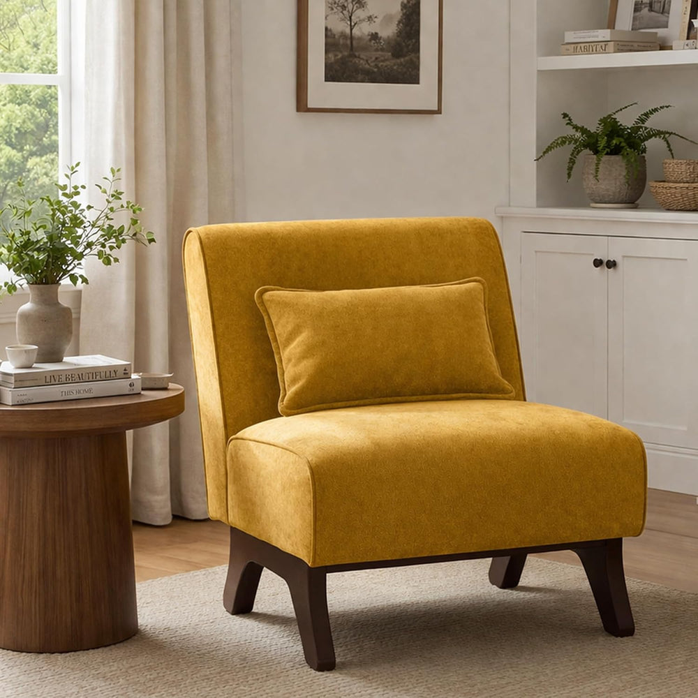 Armless Accent Chair Comfy Upholstered Modern Living Room Side Chair