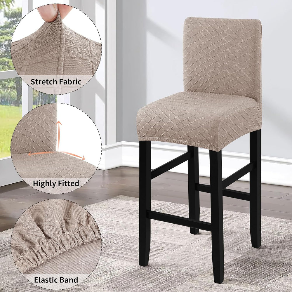 Fuloon Waterproof Barstool Covers Chair Slipcovers, Khaki, 4 Pack