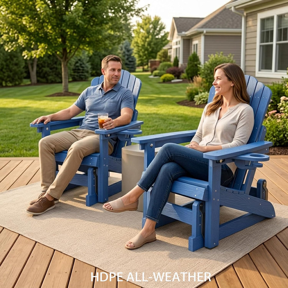 HDPE Adirondack Glider Chair Set of 2,3-Level Adjustable Backrest