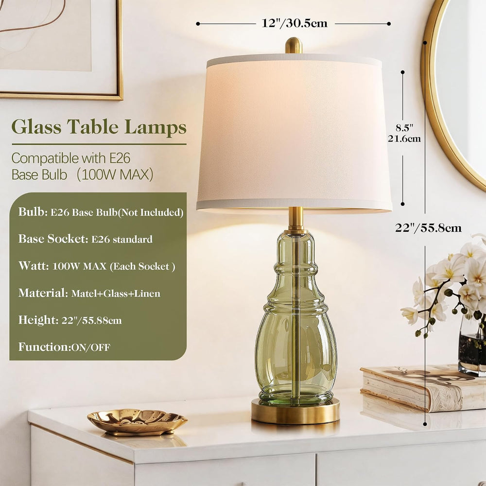 ROTTOGOON Glass Table Lamp Set of 2, Modern Table Lamps for Living Room Bedro...