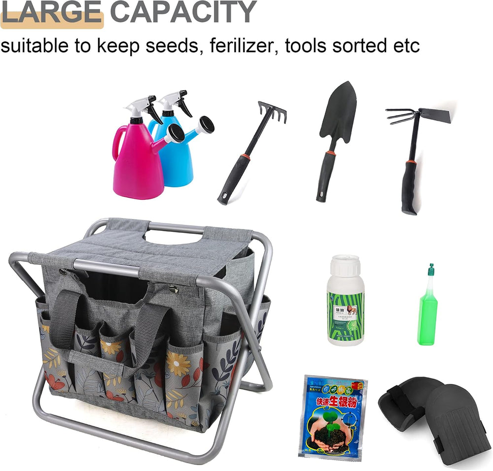 MDSTOP Folding Gardening Stool with Detachable Storage Tote Bag, Gardening To...