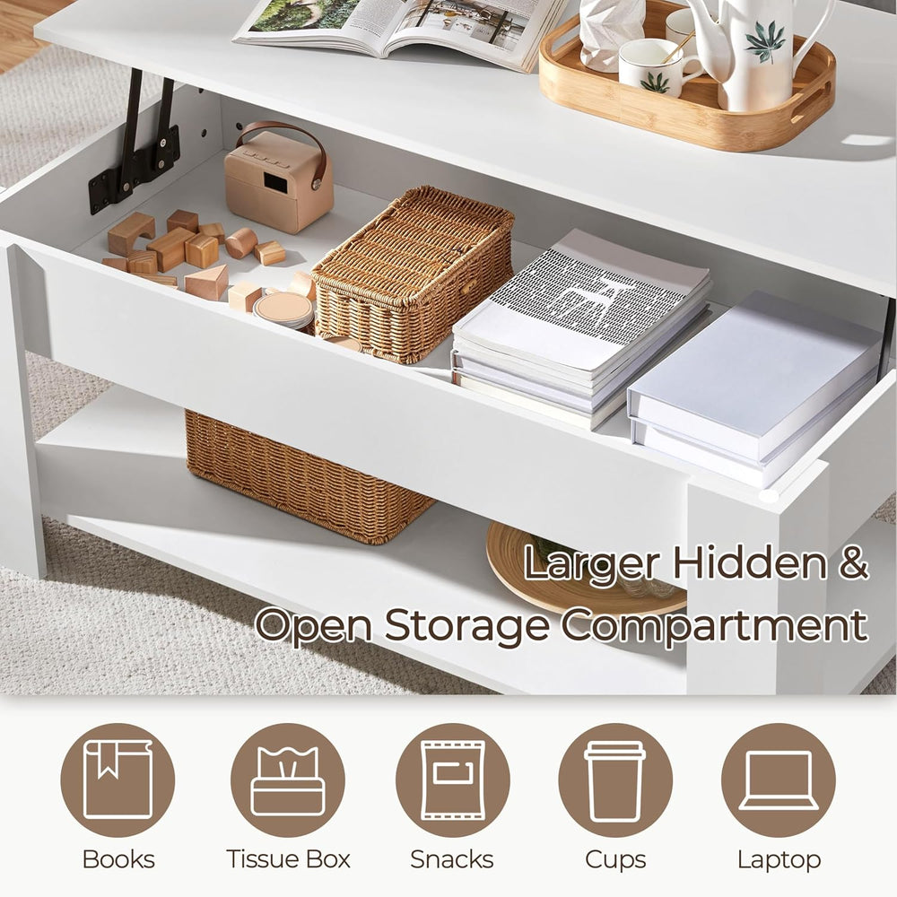 Yaheetech 47.2" Lift Top Coffee Table with Hidden Storage & Shelf, W...