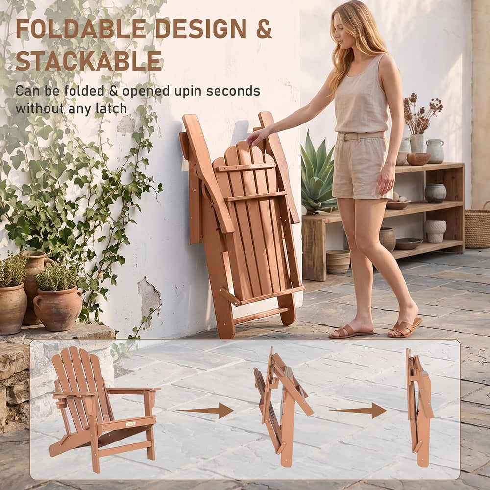 Oversized Folding Adirondack Chair, HDPE Fire Pit Chair Holds 400 LBS