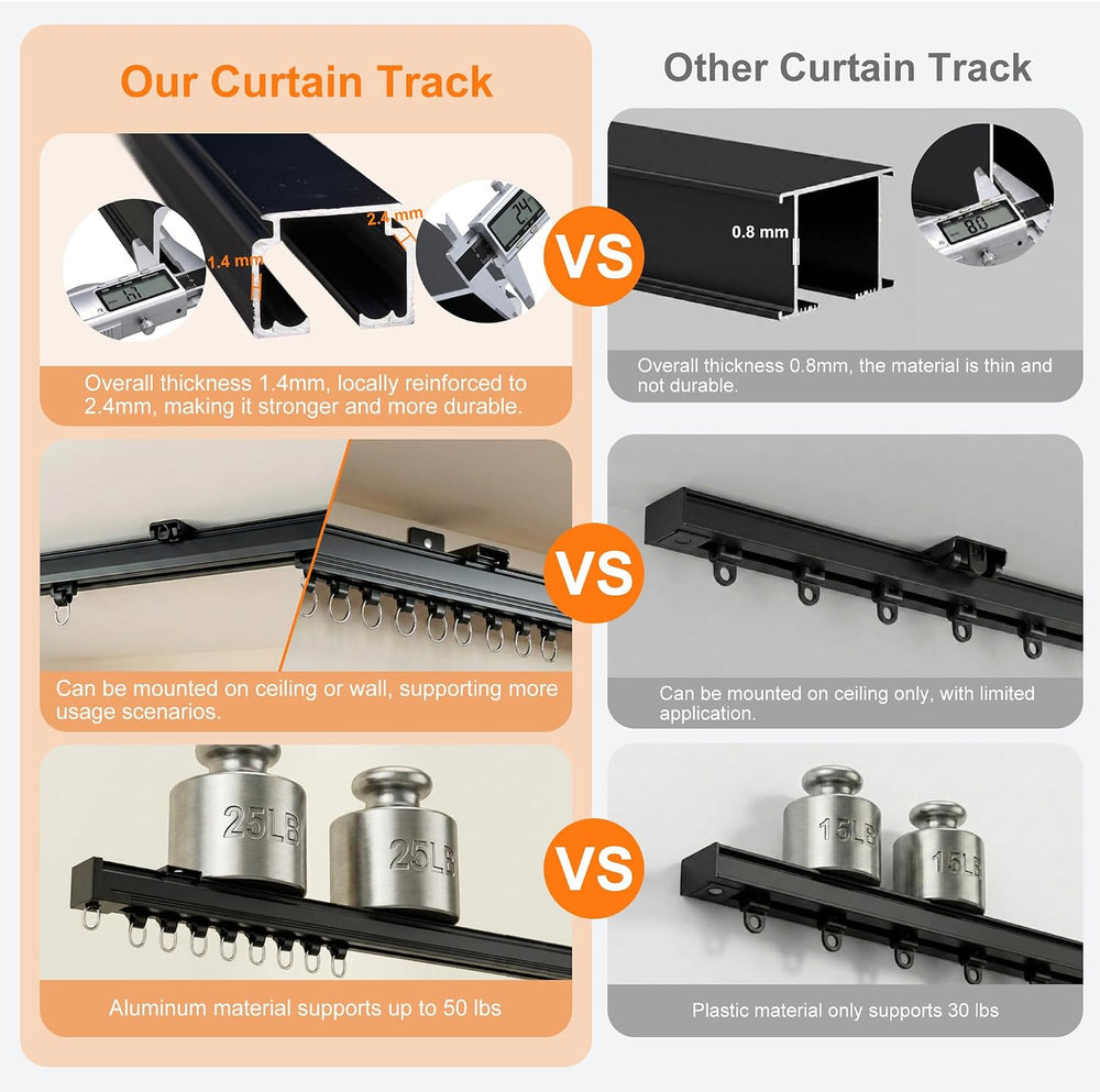 Hoeflife Ceiling Curtain Tracks,Curtain Track Wall Mount,Track Curtains Rod C...