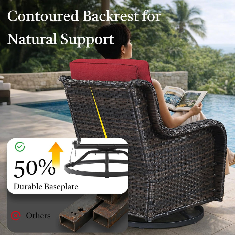 Outdoor Patio Furniture Set-5 Piece Outdoor Swivel Rocker Chairs with Ottoman...