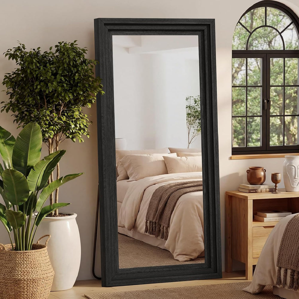 Wood Full Length Mirror 71"x30", Large Solid Wood Frame Floor Mirror