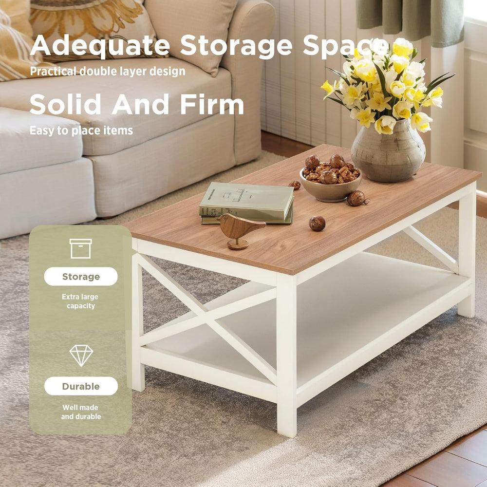 Sophia & William Farmhouse Coffee Table for Living Room, White