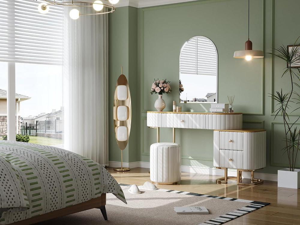 Frameless Bathroom Mirror, 22" x 30" Arched Beveled Vanity Mirror f...