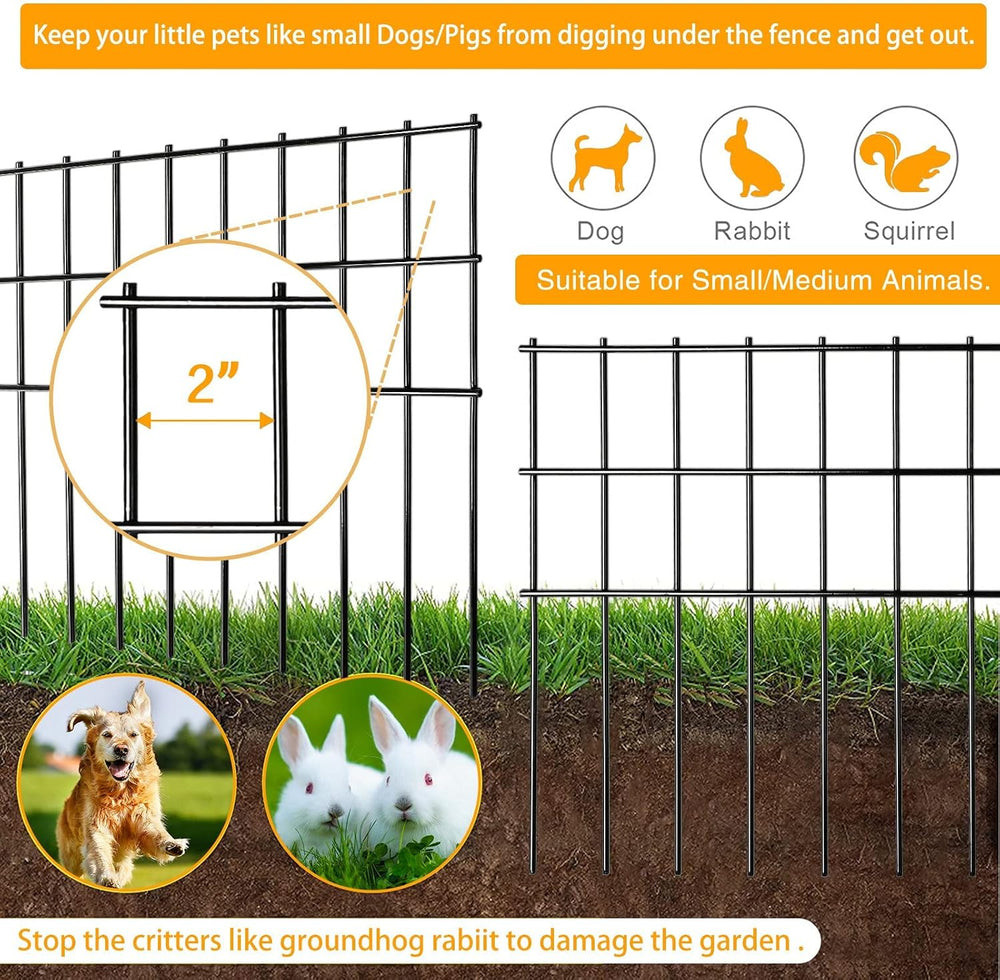 Getlay Garden Fencing Animal Barrier 37.5 ft(L)×15 in(H), 15 Panels No Dig Fe...