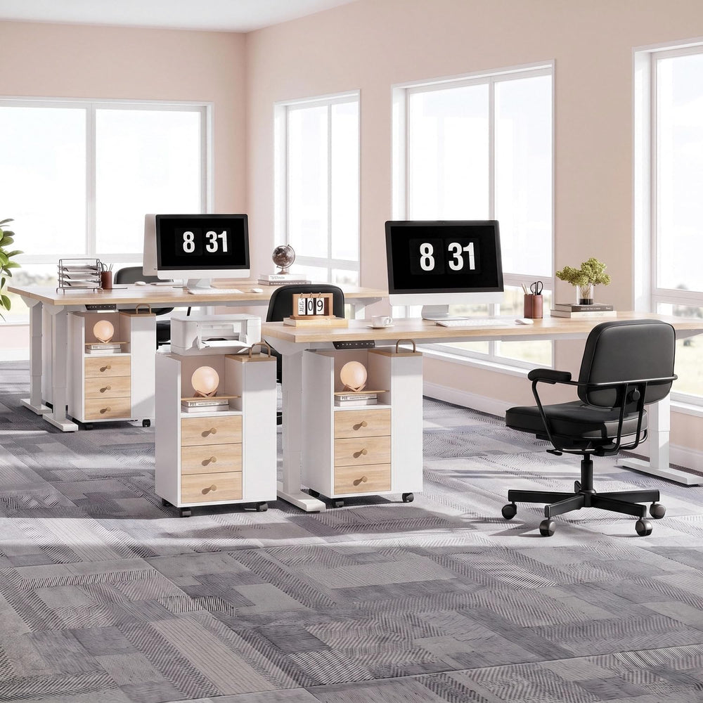 ModernMate Mobile File Cabinet Under Desk with 3 Drawer & Lockable Wheels