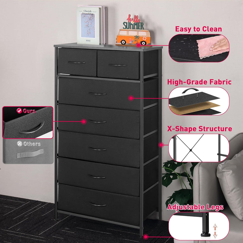 Mifuro Tall Dresser for Bedroom, Vertical Storage Organizer Tower with 7 Draw...