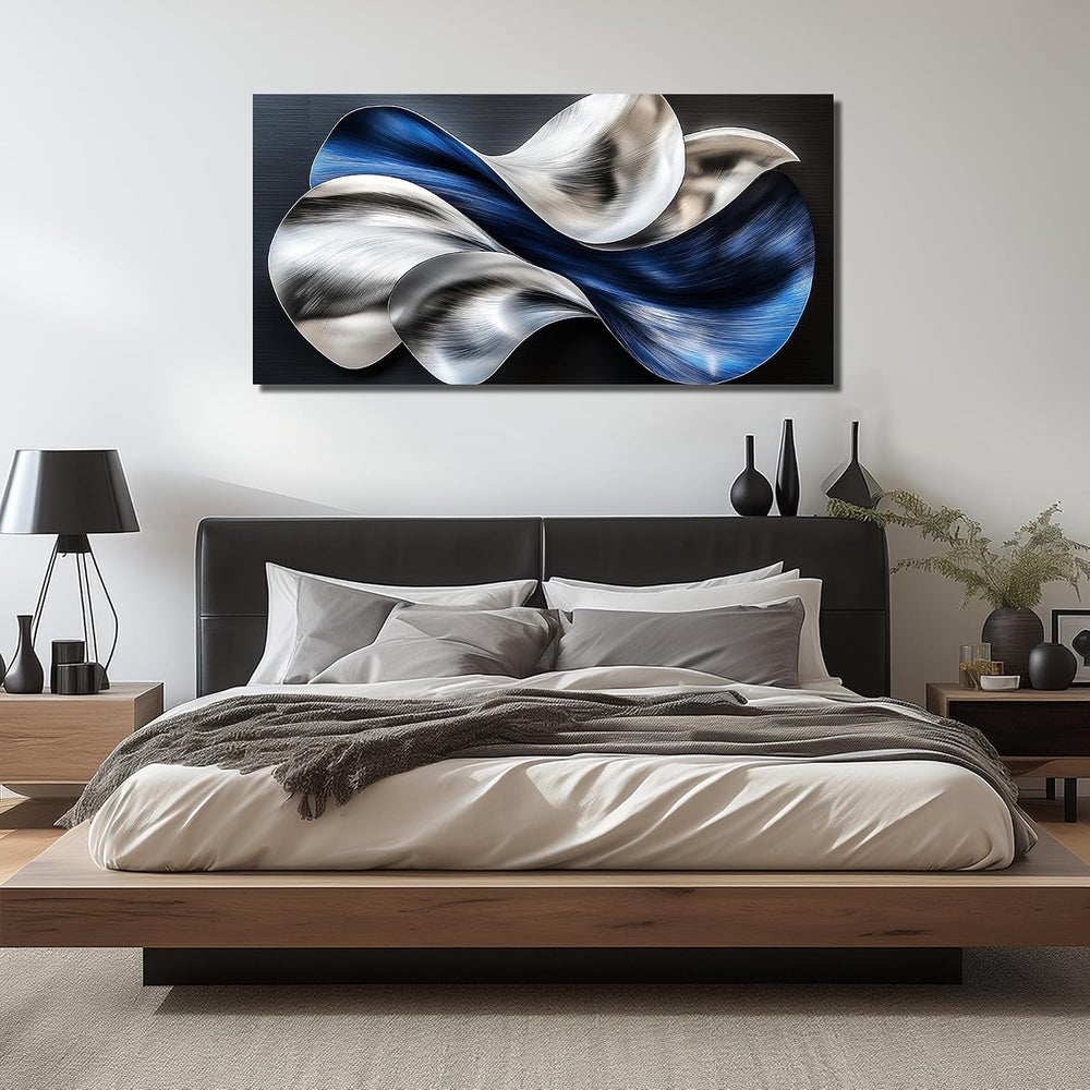 JuhaiArt Blue Wall Art Flow Painting Wall Decor for Office