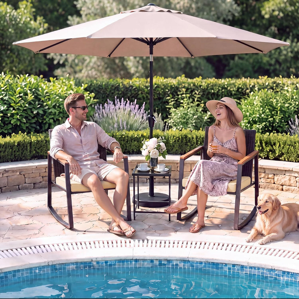 Gizoon 3 Pieces Rocking Patio Bistro Set with Anti-Scald Armrest