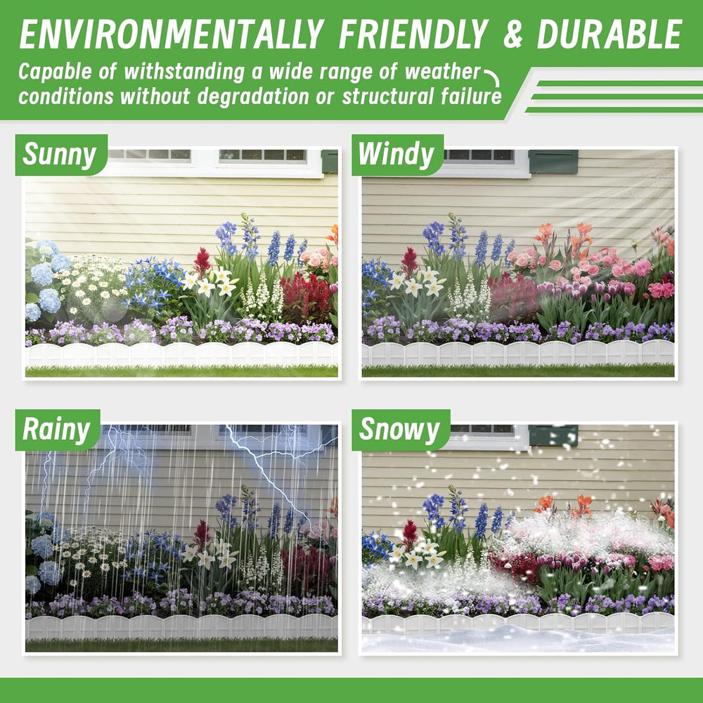 6 Inch Tall 20Ft White Landscape Edging Border with 7.8In Stakes,20Pcs