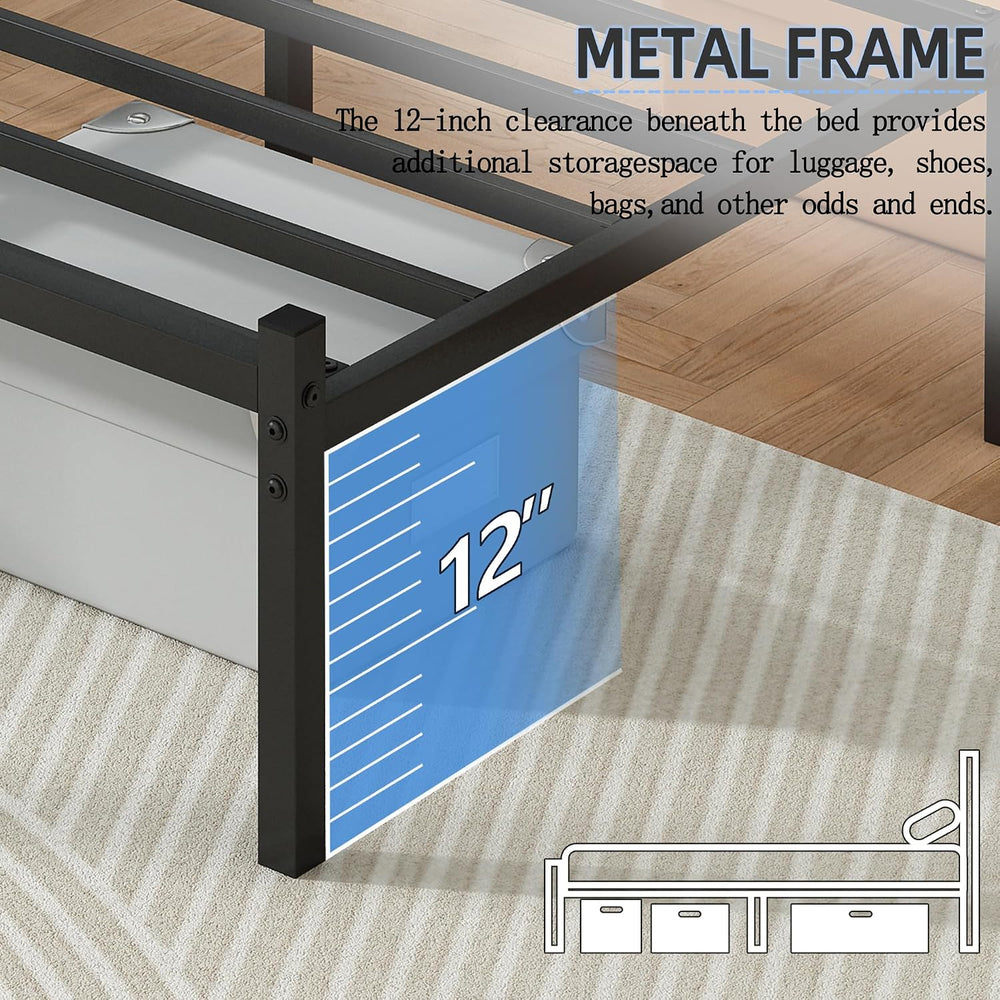 Twin Bed Frames with Headboard and Footboard, 14 Inch Metal Platform Twin Siz...
