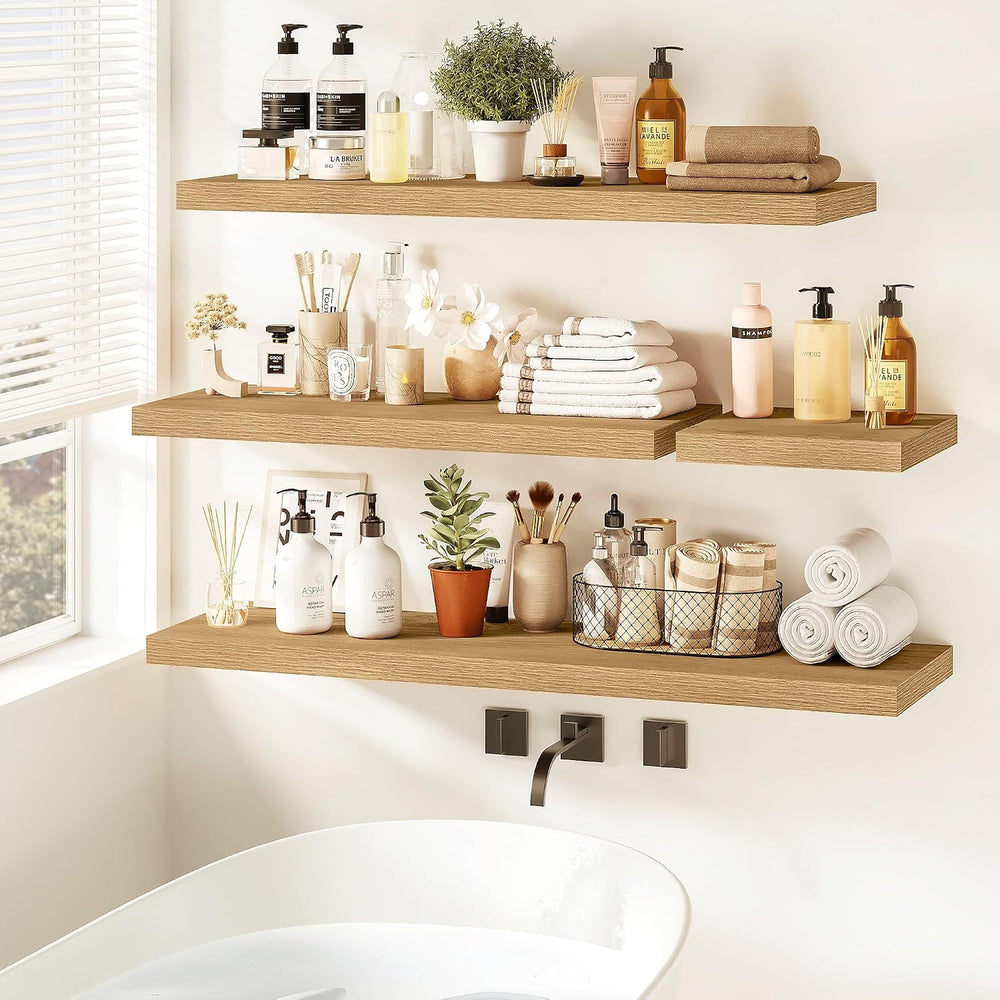 Vivelove Floating Shelves 9 inch Deep 24”Long Set of 2, Oak