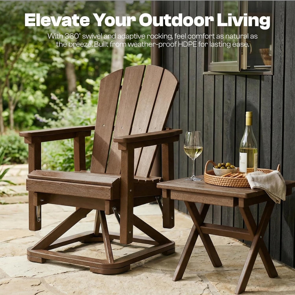 4-Piece Adirondack Swivel Glider Chair Set, Composite HDPE Outdoor Furniture ...
