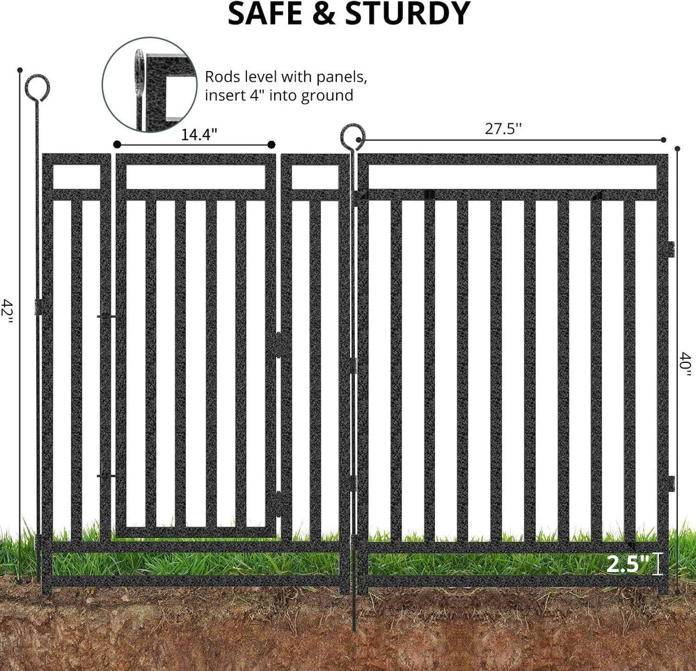 Decorative Garden Fence Large Dog Fence Outdoor for Yard, 72ft (L) × 40in (H)...