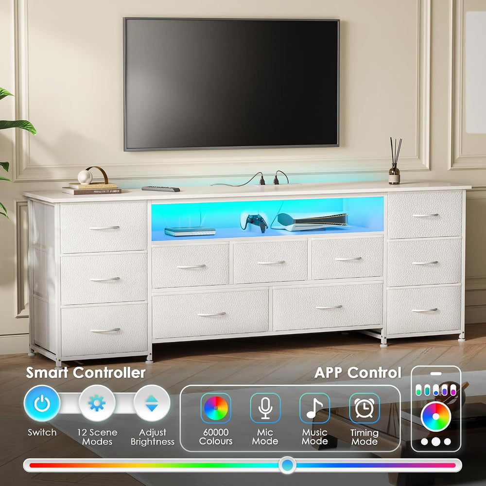 Huuger 63 Inch TV Stand for 65, 70 Inch TV, 11 Drawer Long Dresser with Power...