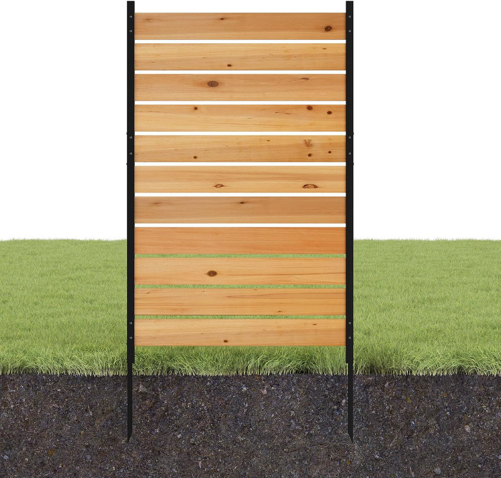 No Dig Wood Privacy Screen Fence Panel, Outdoor DIY Decorative Wall