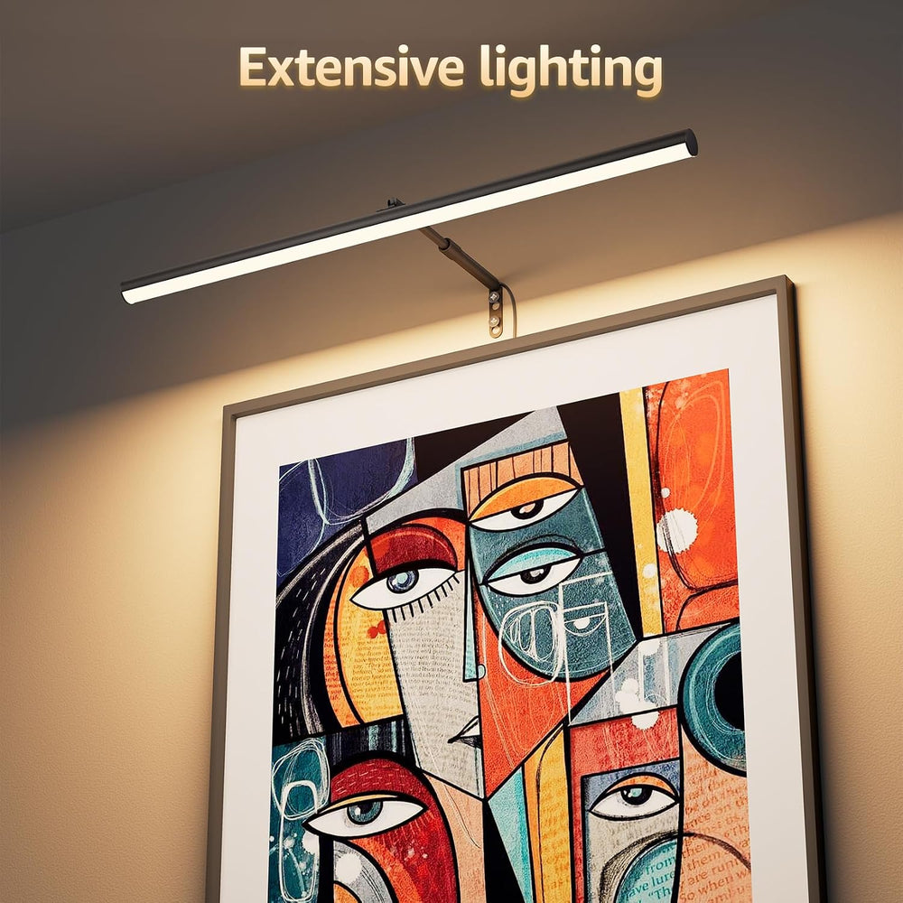 24" Plug in LED Picture Light, 9W Black Remote Control Wall Light