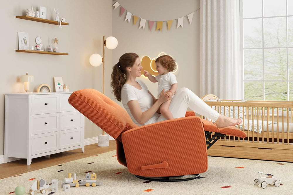IDEALHOUSE 360° Recliner Chair with Adjustable Backrest & Footrest, Orange