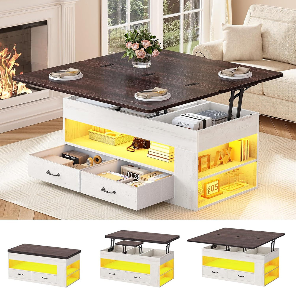 Itaar Lift Top Coffee Table, 4 in 1 Coffee Tables with Storage and Hidden Com...