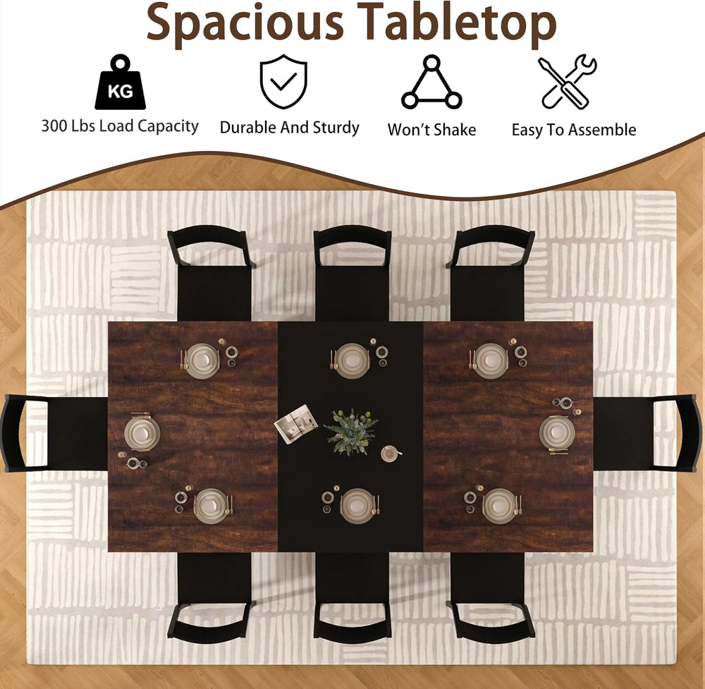78.7 Inch Dining Table for 8 People, Large Rectangular Farmhouse Kitchen Tabl...