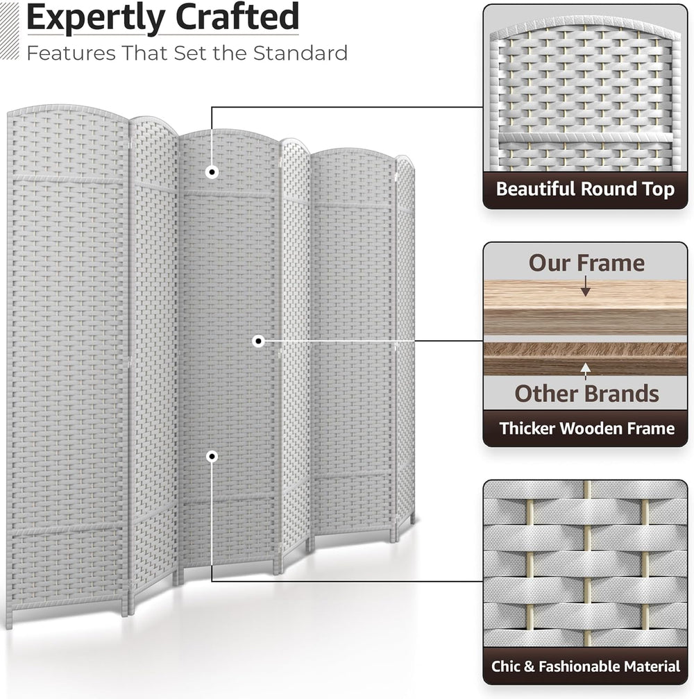 Sorbus Foldable Room Divider, Mesh Privacy Screen (6 Panel, White)