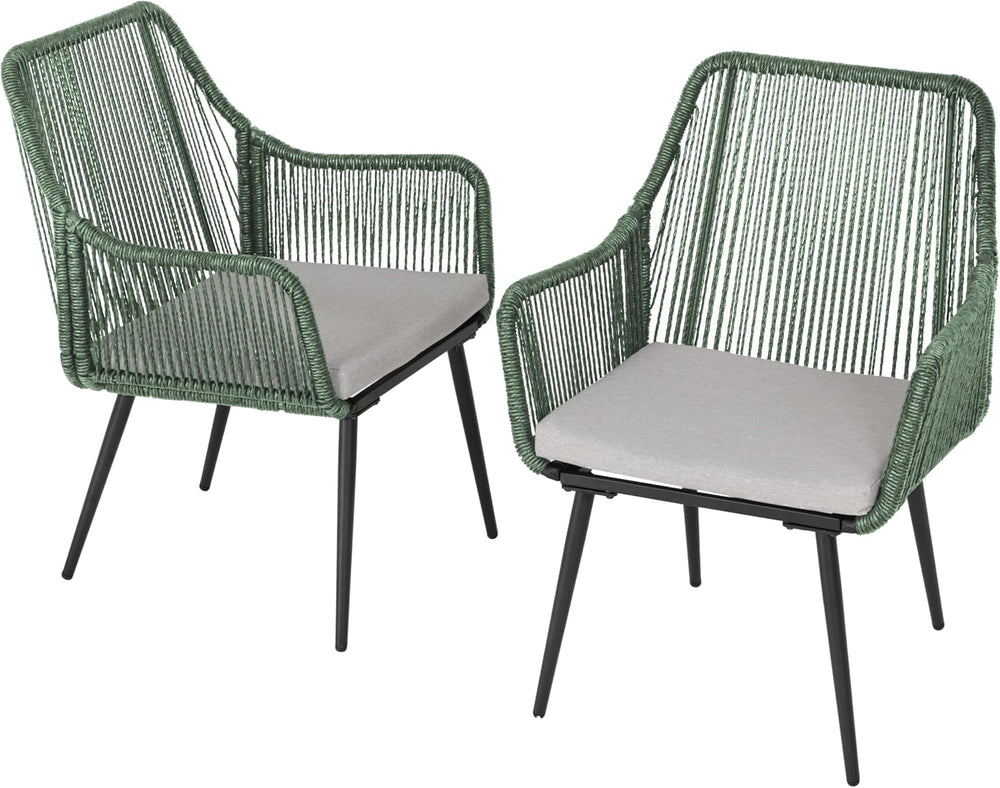 Patio Dining Chairs, Outdoor Dining Chairs with Armrest & Cushion Set of ...