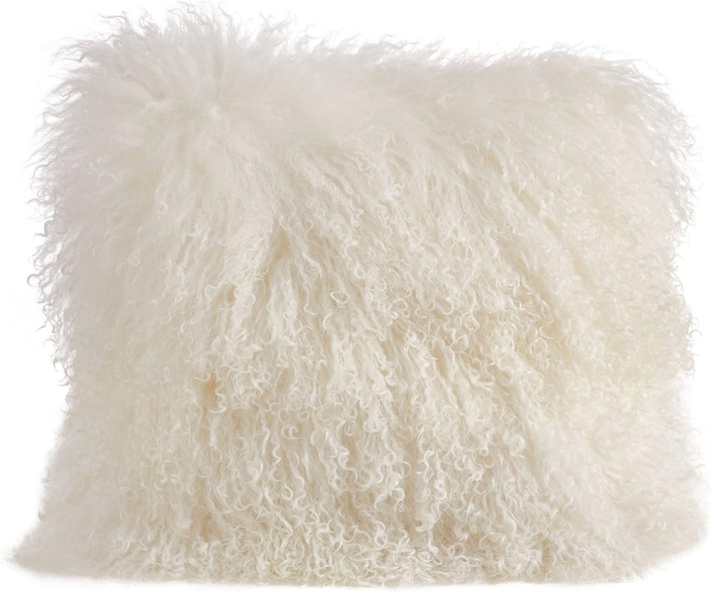 SARO LIFESTYLE Mongolian Lamb Fur Throw Pillow - Plush Textured Throw Pillow ...