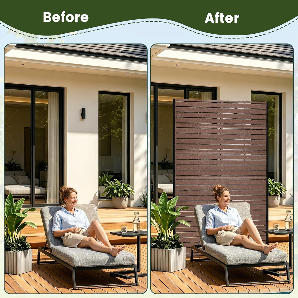 Outdoor Privacy Screen 72" H HDPE Decorative Panel Freestanding Privacy ...
