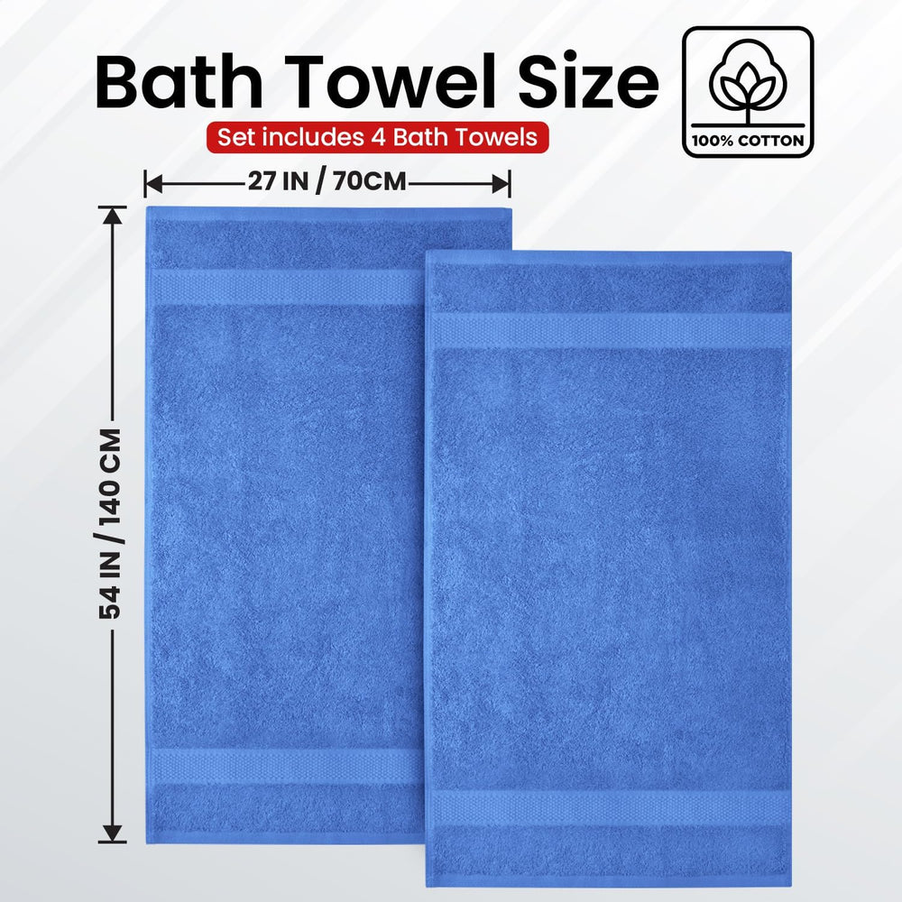 Infinitee Xclusives 100% Ring-Spun Cotton Bath Towels for Bathroom - Pack 4