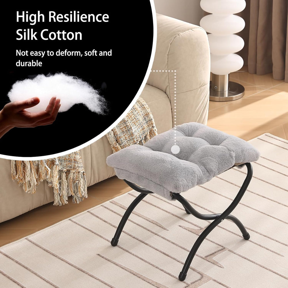 Welnow Folding Ottoman Footstool with Detachable Cushion,15'' H, Plus...