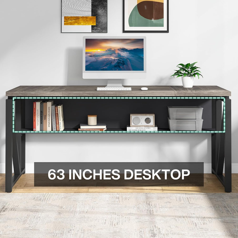Tribesigns 63 inches Computer Desk with Bottom Storage Shelf Home Office Desk...