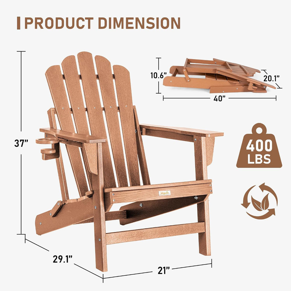 Oversized Folding Adirondack Chair 4PC, HDPE Fire Pit Chair W/400 LBS