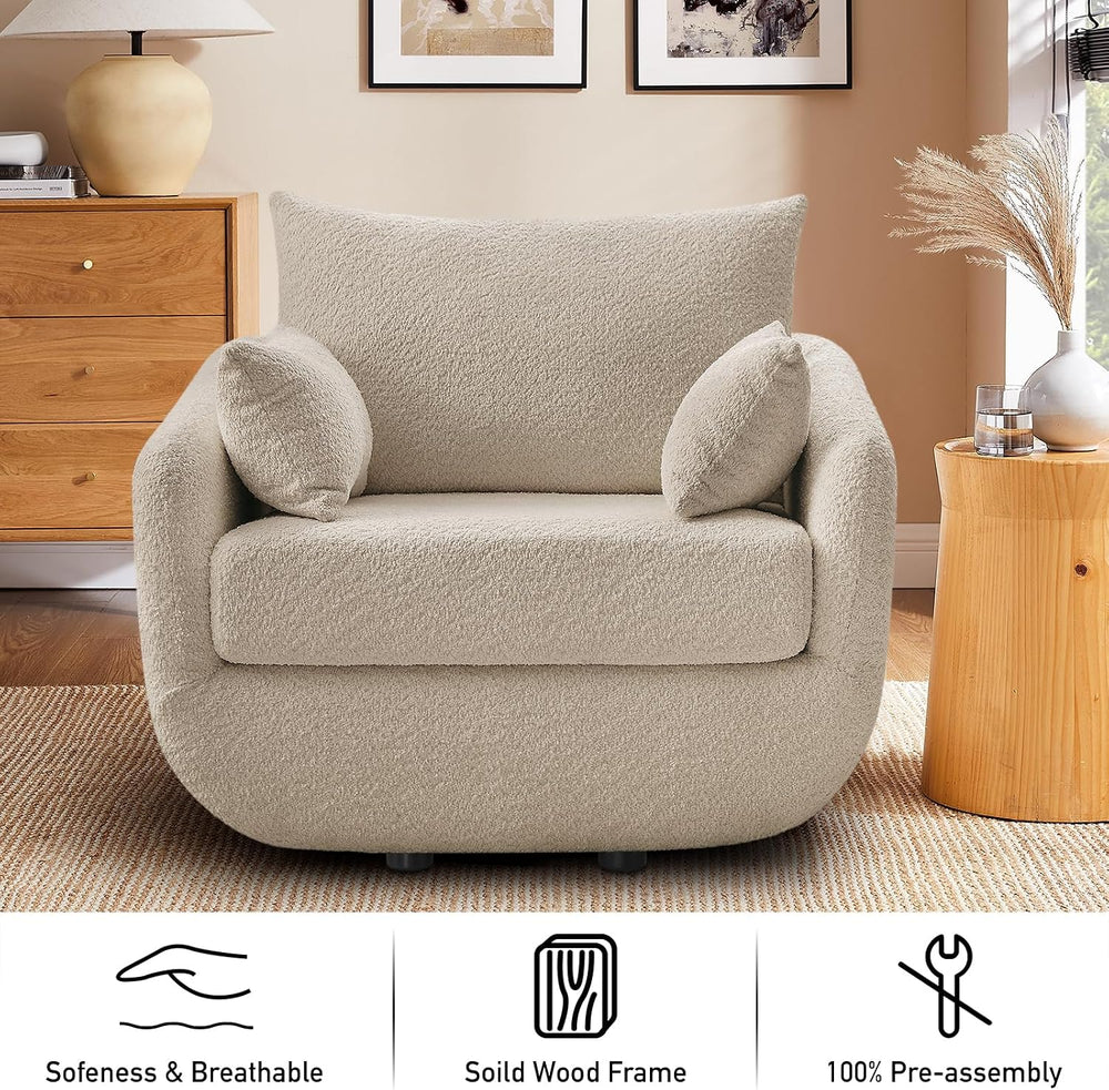 360° Swivel Accent Armchair, 39.3" Oversized, Camel