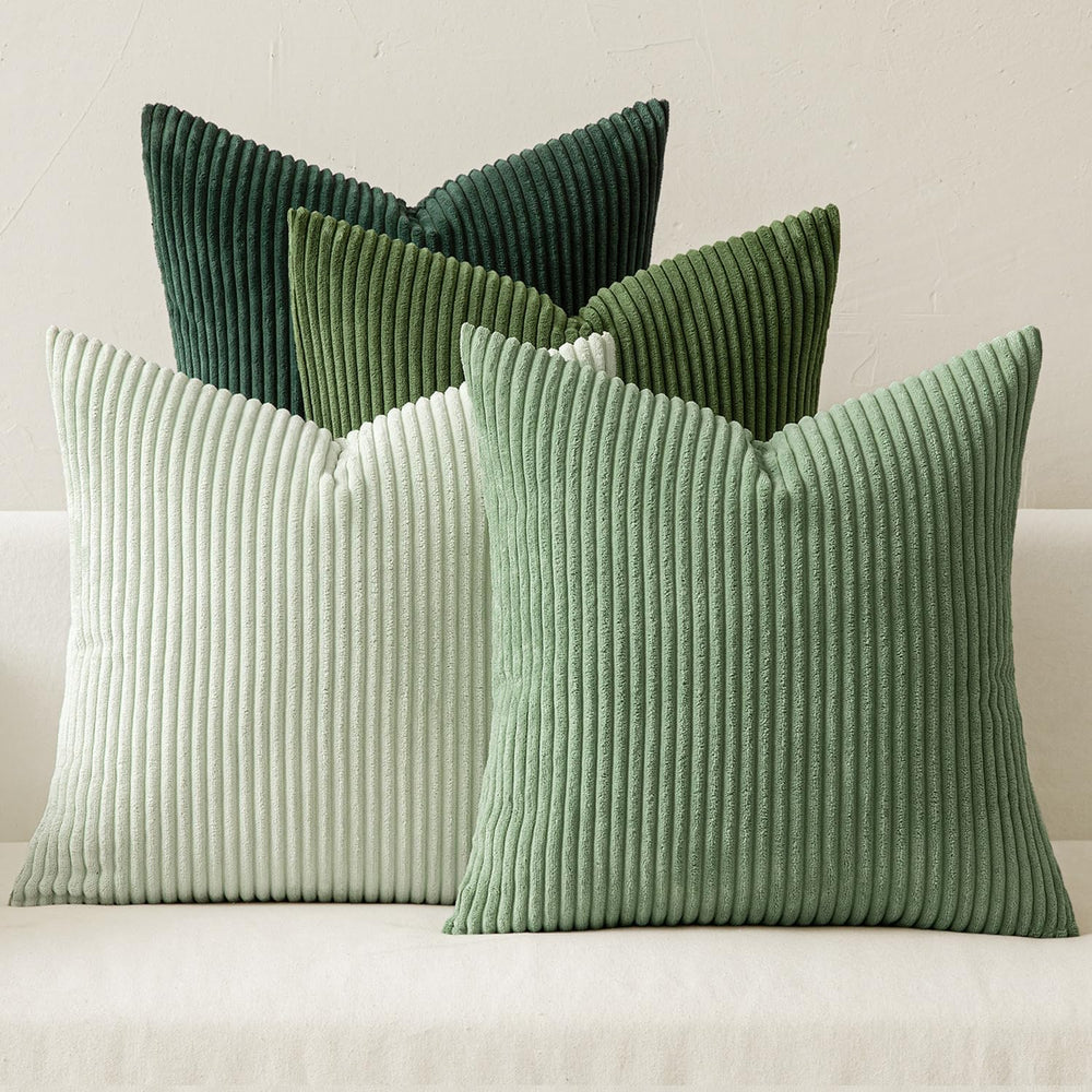 MIULEE Soft Corduroy Decorative Throw Pillow Covers Forest Green 24x24
