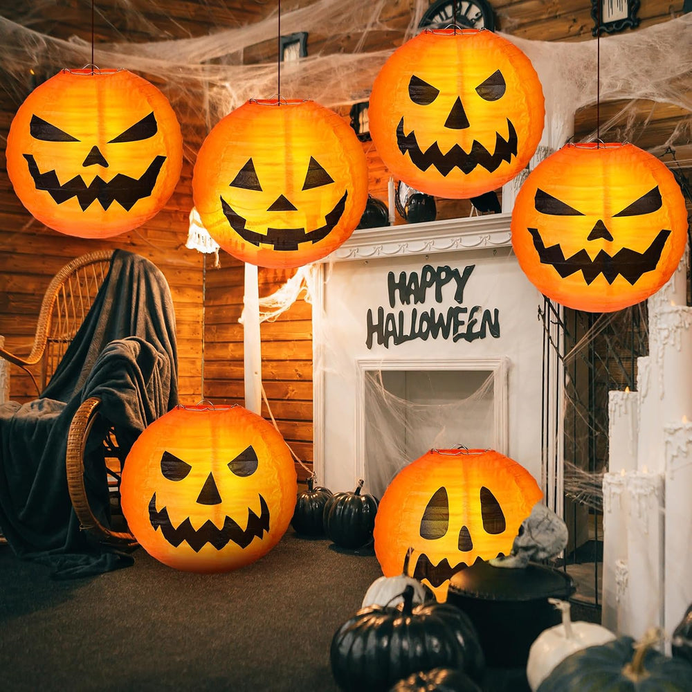 Retisee 24 Pcs Halloween Paper Lanterns Jack O Lantern 12 Inch,Pumpkin