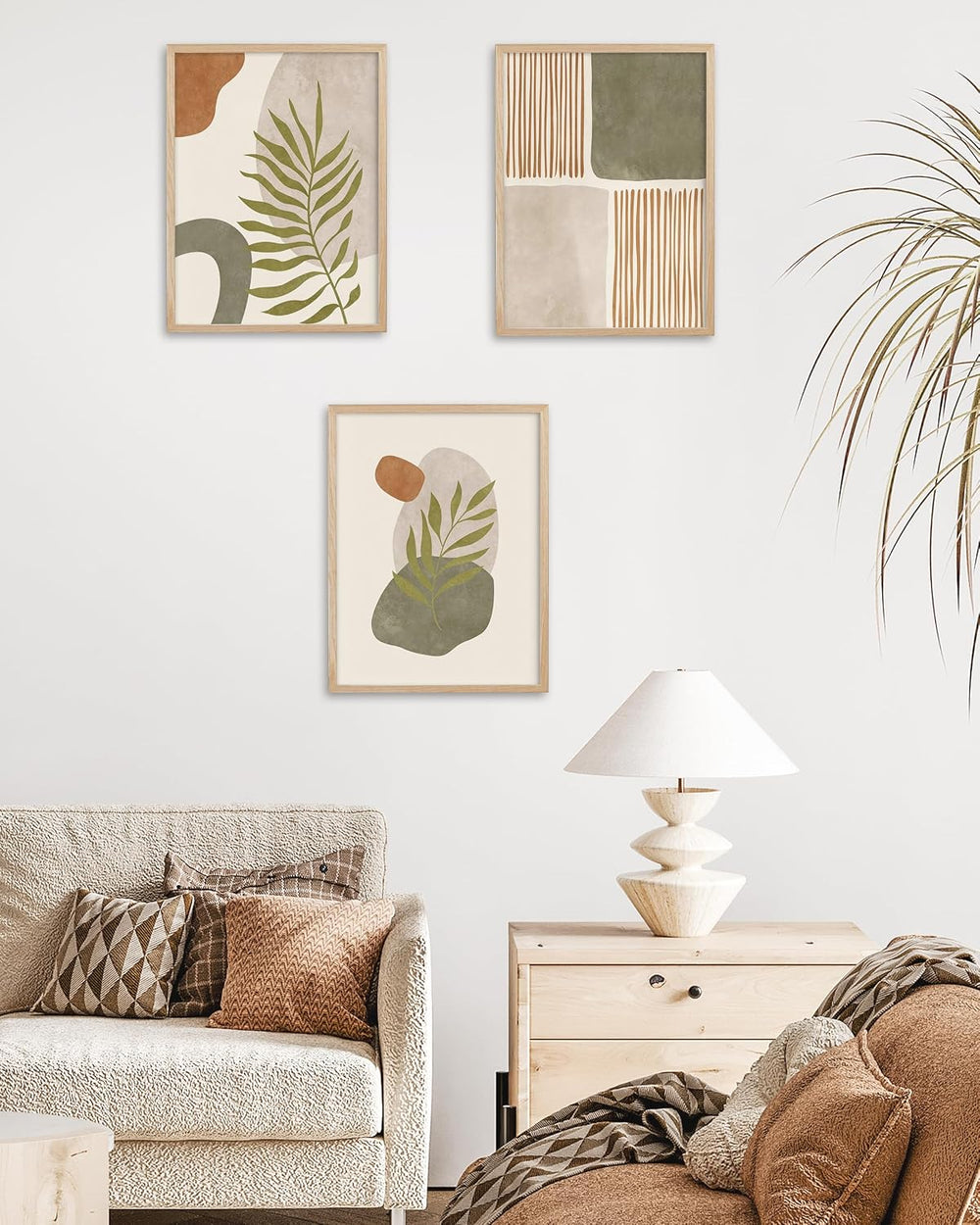 HesenDot Natural OAK Wood Abstract Leaf Framed Wall Art,12x16in