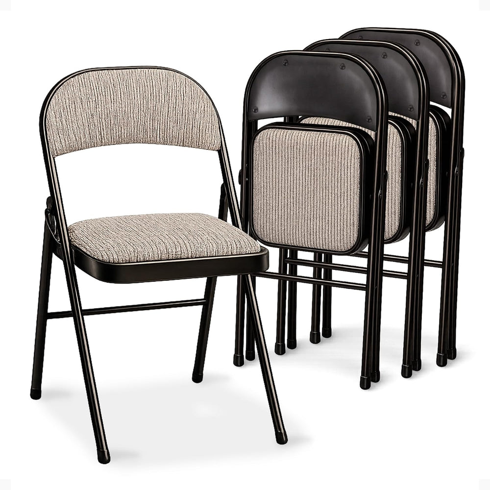 Sudden Comfort Deluxe Padded Folding Dining Chairs, Cinnabar/Motif, 4 Pack
