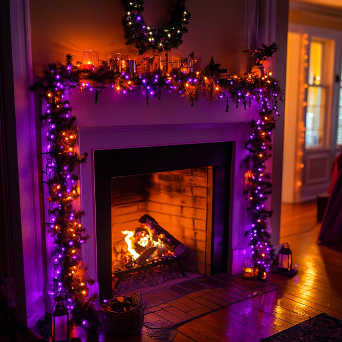 Dazzle Bright Outdoor Halloween String Lights, 1000 LED 328 FT Plug in Fairy Light with Remote Control 8 Modes & Timer, Waterproof Decoration for Home Garden Yard Wedding, Purple and Orange