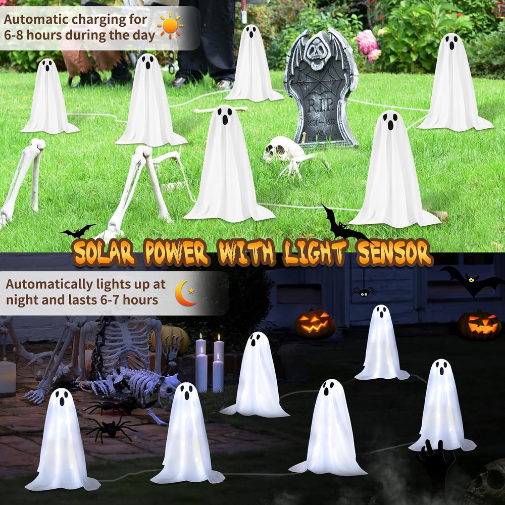 Halloween Decorations, 6 Pack Solar Ghost String Stake Lights 12.8 FT